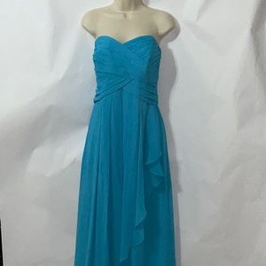 David’s Bridal Malibu blue Strapless Gown, Size 14